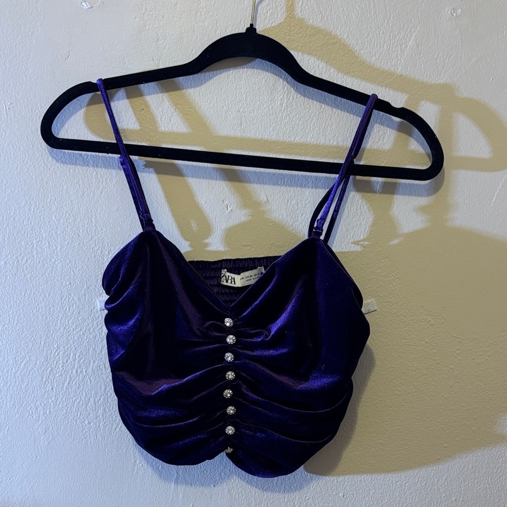 Zara Elegant Deep Purple Crop Top